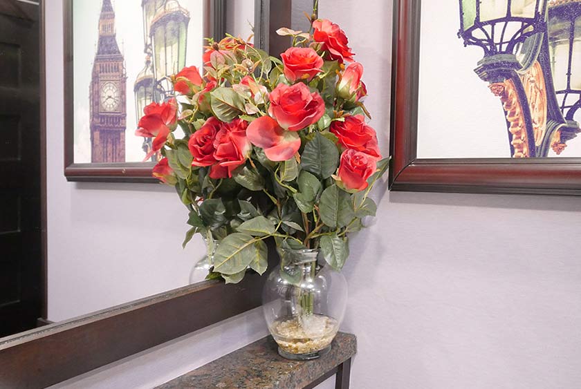 FLORAL ARRANGEMENTS ARE AVAILABLE FOR THE HYDE PARK RESTROOM TRAILER