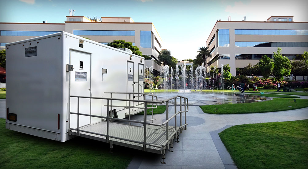 Indepedence Handicap Restroom Trailer Near Fountain Attraction