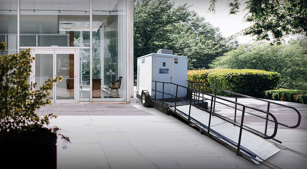 Liberty Handicap Restroom Trailer Near Shopping Area