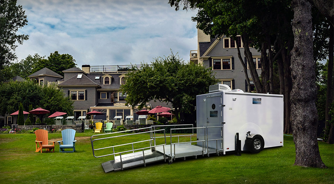MODERN HANDICAP Restroom Trailer In The Yard