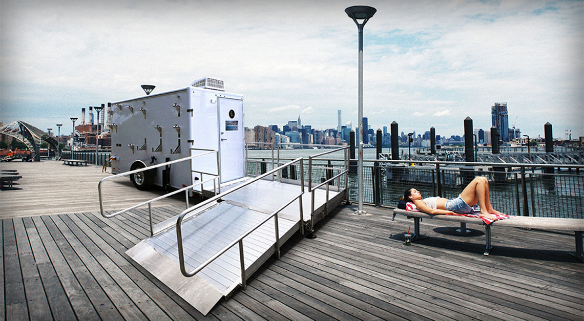 MODERN HANDICAP Restroom Trailer By The Docks