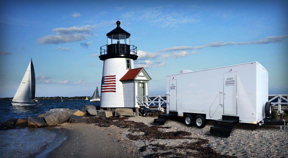 Restroom Trailers NY | The Moorings Luxury Restroom Trailer Near Light House