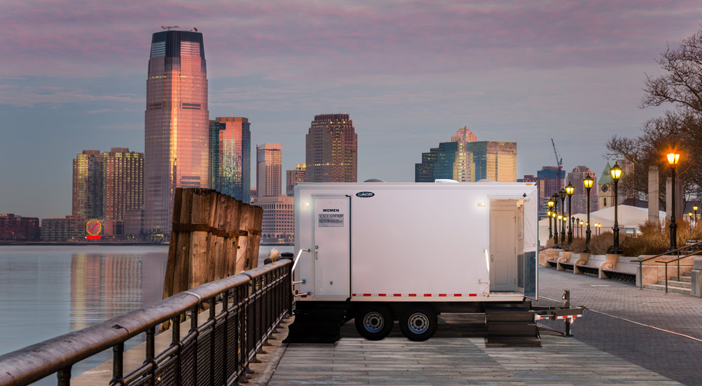 Elegant Restroom Trailers | The Atlantic Luxury Restroom Trailer By The Water