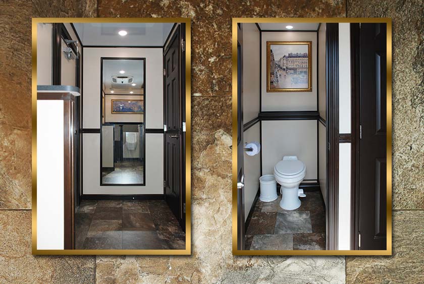 FLOOR TO CEILING MIRROR AND COMFORTABLE STALLS