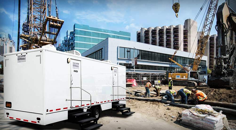 The Commercial Restroom Trailer Near Job Site