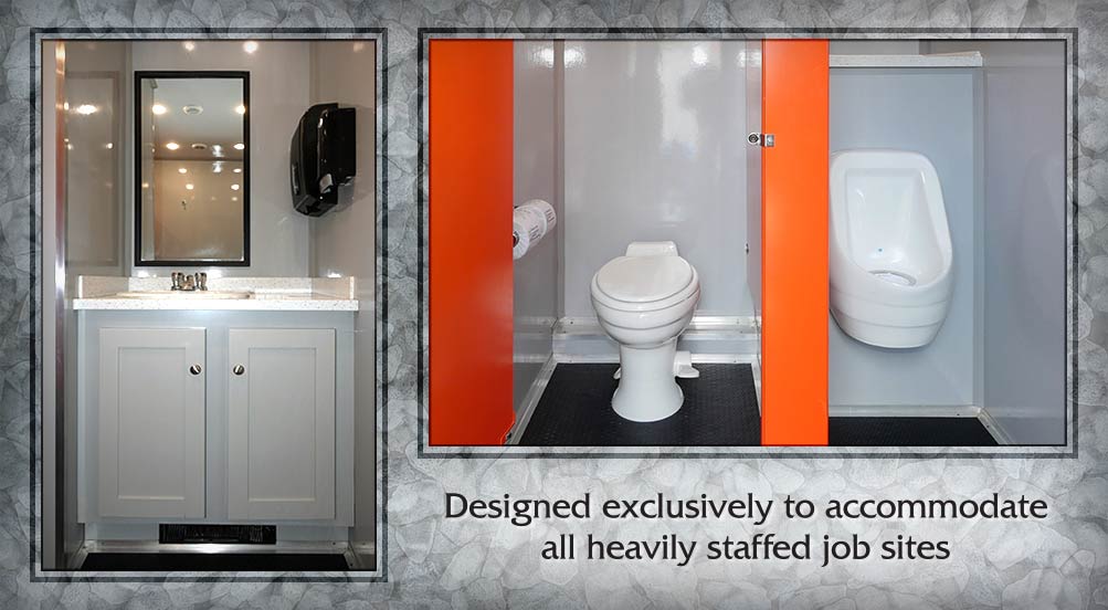 The Construction Restroom Trailer Designed Exclusively To Accommadate All Heavily Staffed Jobs