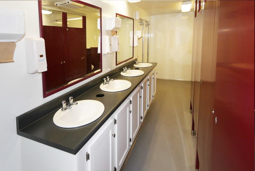 LARGE MIRRORS OVER EXTENDED VANITY AREA