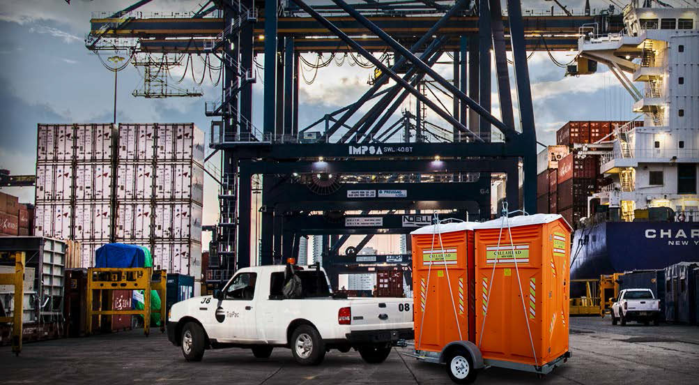 The Double Safety Head Portable Restroom By The Docks