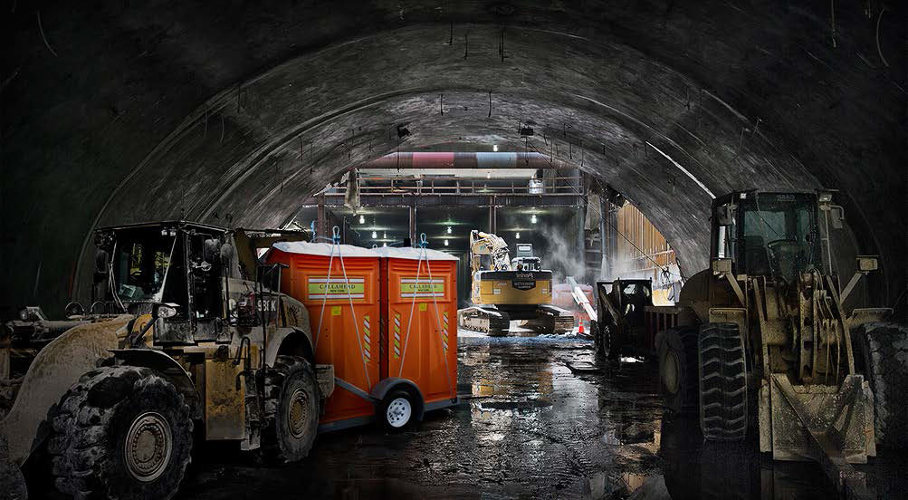 The Double Safety Head Portable Restroom In Underground Tunnel