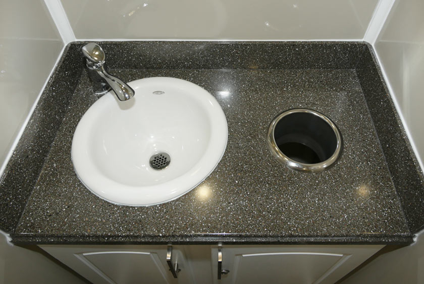 PORCELAIN SINKS AND CORIAN COUNTERTOPS