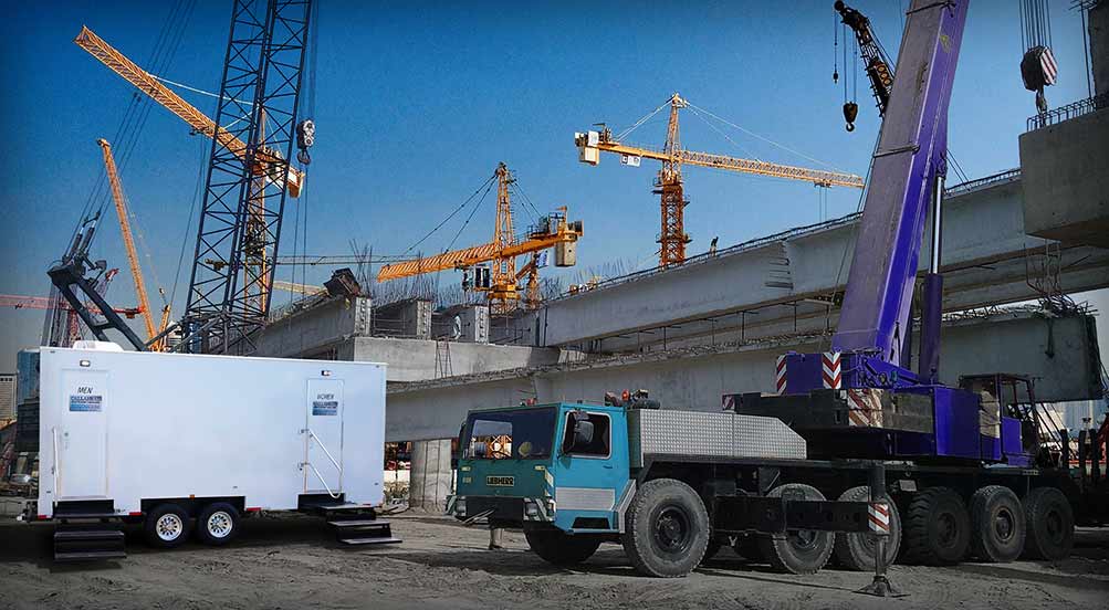 The Fordham Restroom Trailer At Construction Site