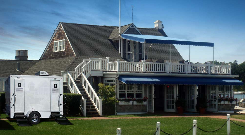 The Manhasset Restroom Trailer Near Golf Course
