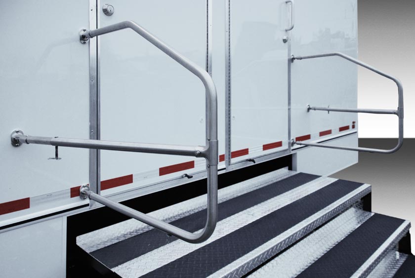 STAINLESS STEEL RAILINGS WITH SEPARATE ENTRANCE AND EXIT DOORS