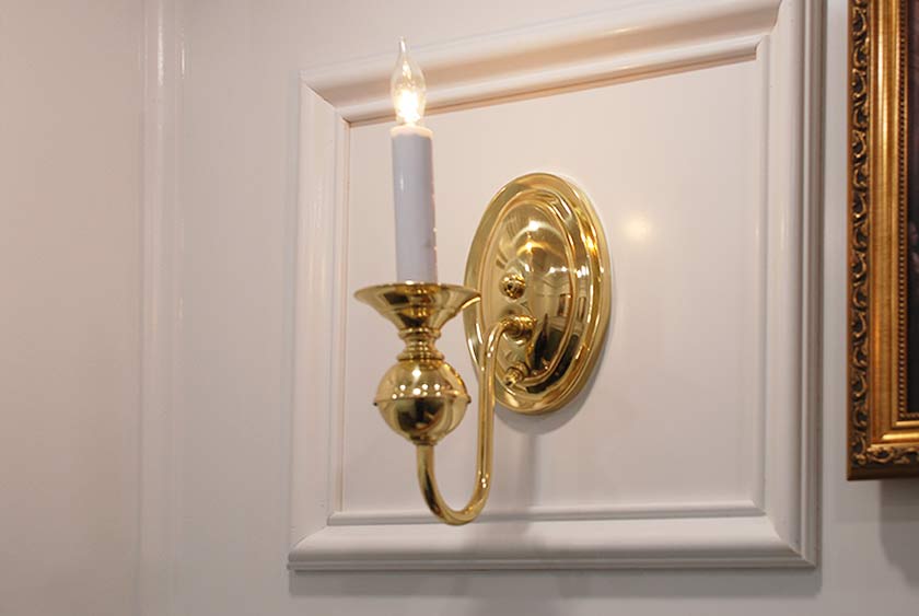 POLISHED BRASS CANDLE WALL SCONCES