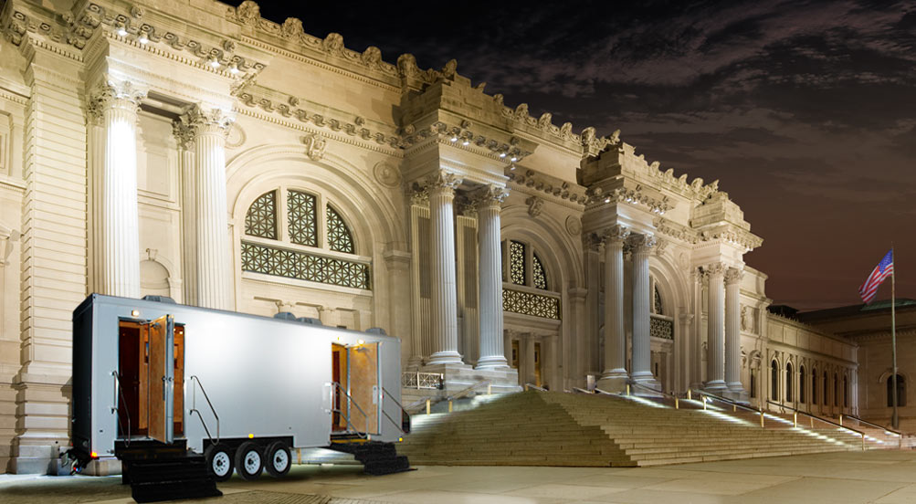 Restroom Trailers | Restroom Trailers NY | The Versailles Luxury Restroom Trailer Near A Museum