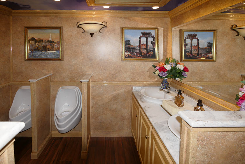 DOUBLE SINKS WITH VANITY IN MEN'S RESTROOM