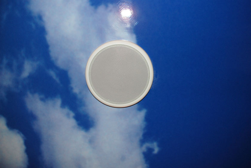 CENTRAL MUSIC SYSTEM WITH CEILING SPEAKERS INCLUDES STEREO CD PLAYER AND AM/FM RADIO