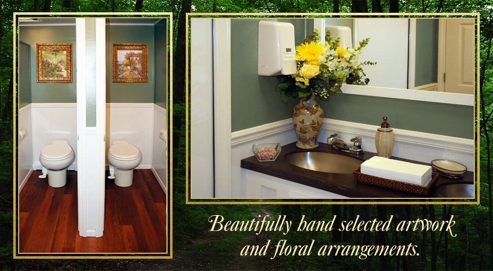 The Westchester Restroom Trailer Beautifully Hand Selected Artwork And Floral Arrangements
