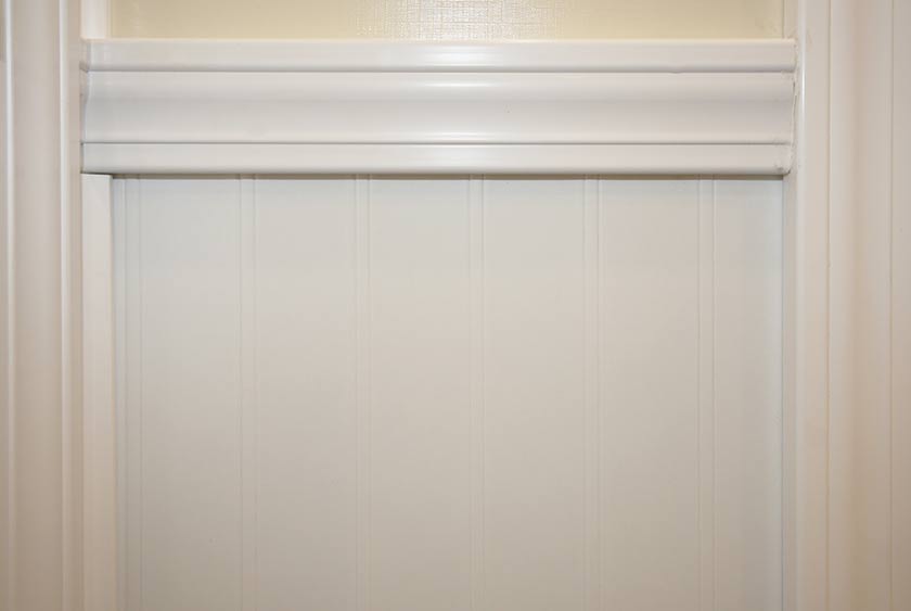 WHITE WAINSCOTING TO THE 3 FOOT HEIGHT