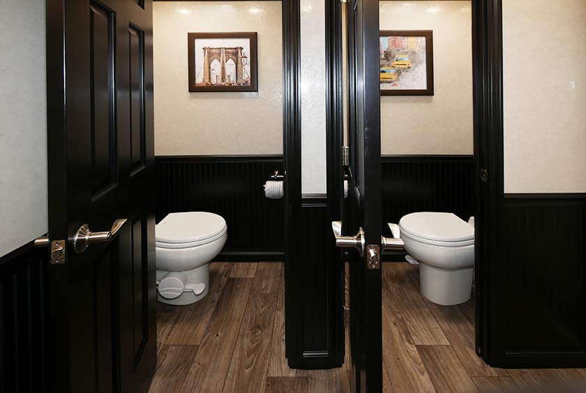 TWO PRIVATE BATHROOM STALLS ON THE MEN'S SIDE