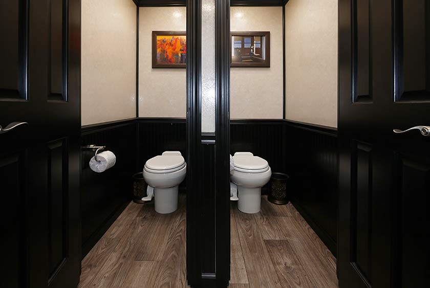 COMFORTABLE, ROOMY BATHROOM STALLS