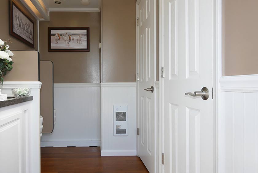 ENTRANCE TO MEN'S SIDE OF THE WHITE HORSE TRAILER