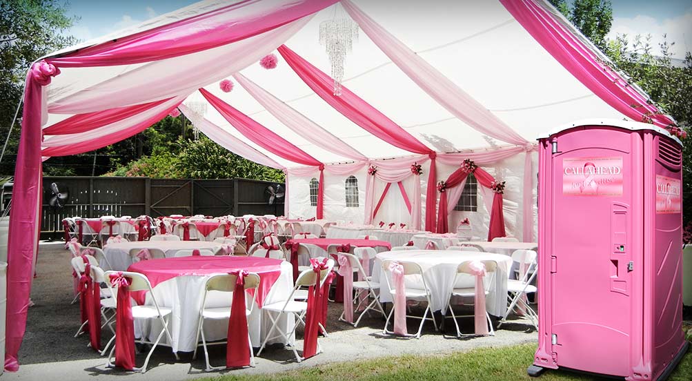 The Pink Ribbon Portable Toilet Is Foot Pumped Flush