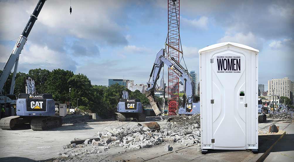 The Women’s Head Portable Toilet Near Construction Site